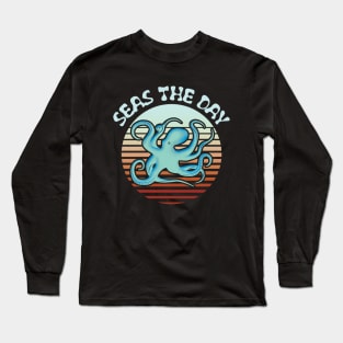 Seas The Day | Retro Octopus Long Sleeve T-Shirt